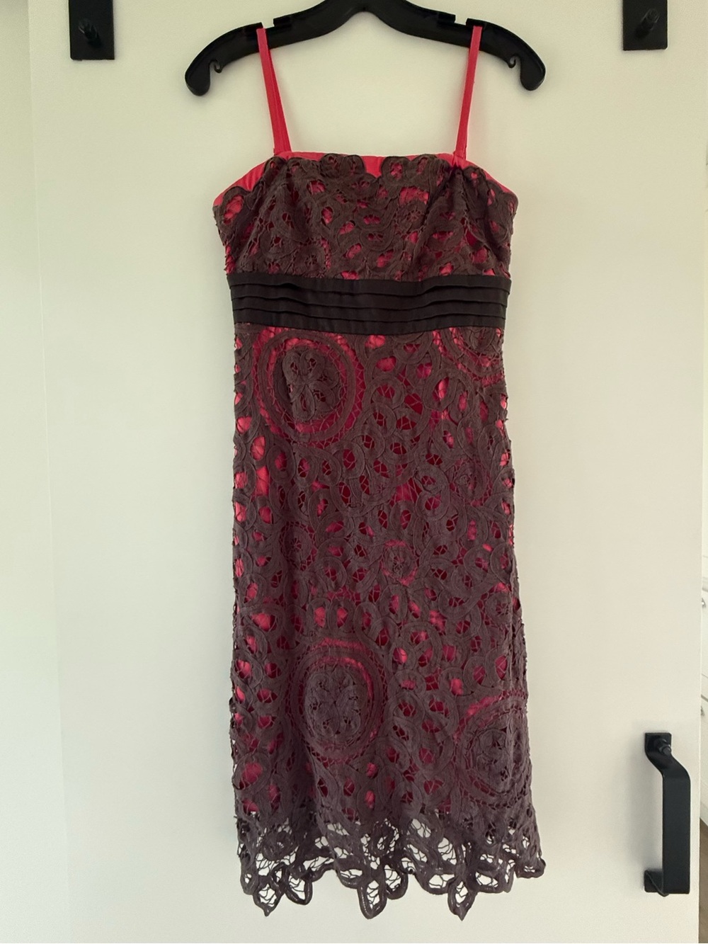 Floreat Pink Lined Gray Lace cocktail Dress